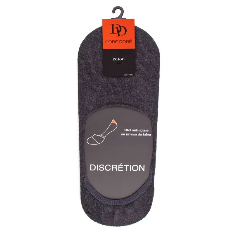 Doré Doré - Chaussettes invisibles homme en coton égyptien et bandes anti-glisse - Anthracite 38-39