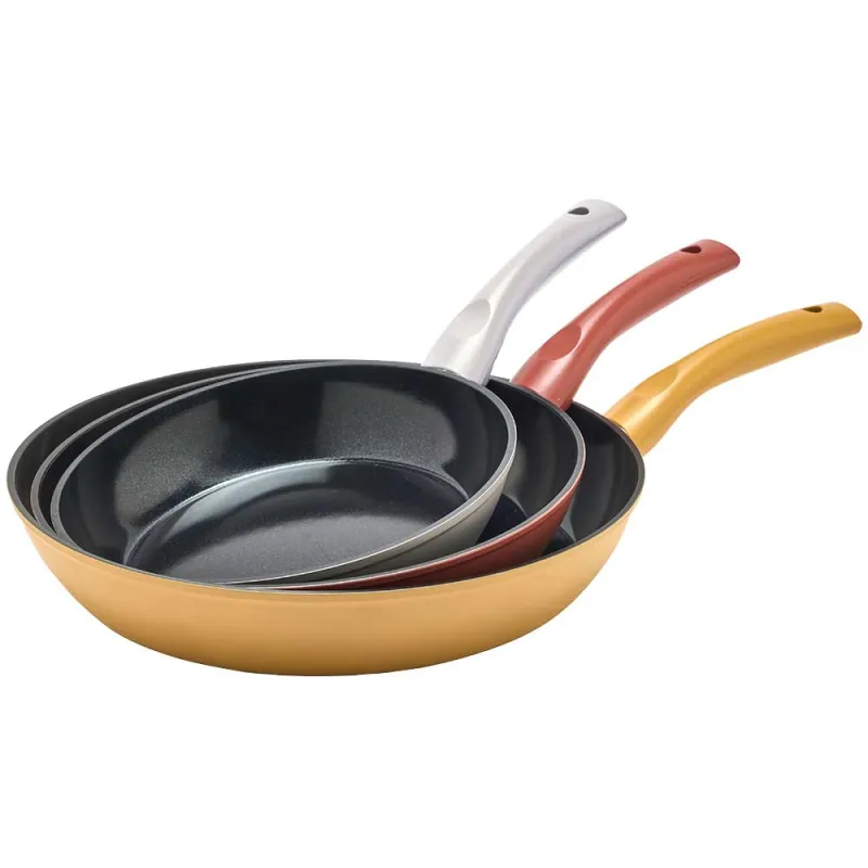 3 Poêles Vitamine Alu Forgé Ø20/24/28cm Manche Bakélite - Pradel France