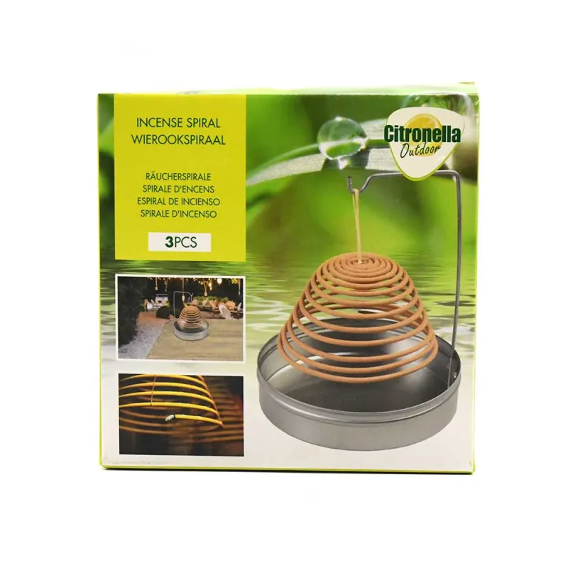 3 Spirales d'encens anti-moustique 8h citronnelle métal argenté - Ducatillon