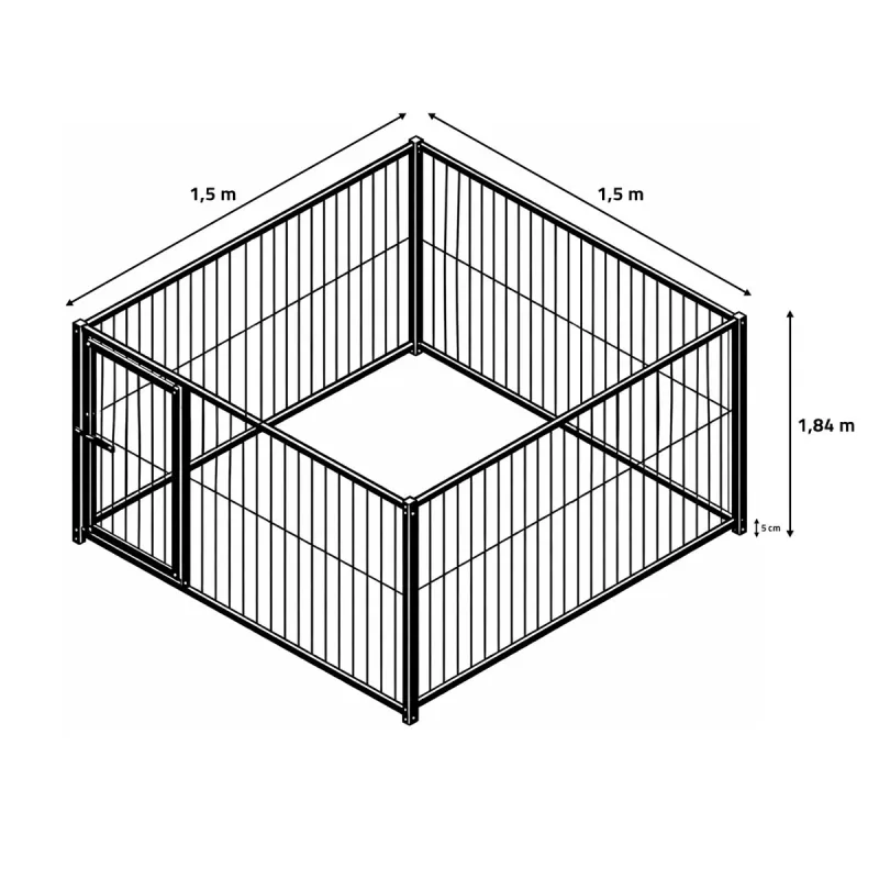 Kit chenil barreaux carré 1,50 x 1,50 m - Ducatillon