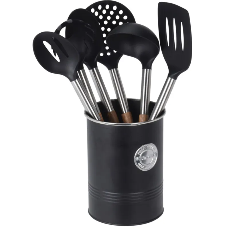 6 ustensiles de cuisine avec support pot - Ducatillon