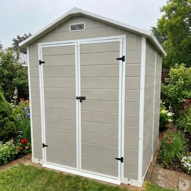 Abri de jardin Lys en plastique 172x173x212,5 cm - Panneaux 12 mm et structure aluminium - Ducatillon
