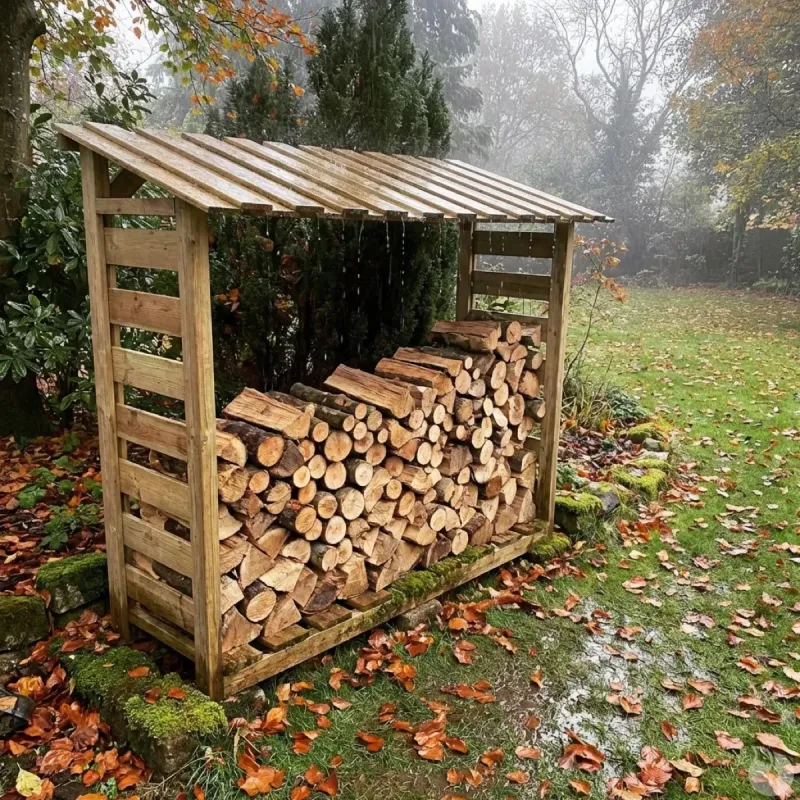 Abri bûches en bois 1,8 stères 170 x 46 x 182 cm - Ducatillon