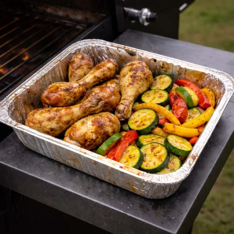 Barquette Aluminium pour Barbecue - 36x29x7,5cm - Ducatillon