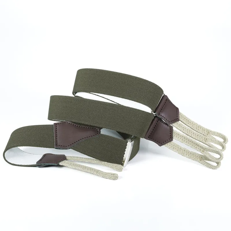 Bretelles kaki à pattes tressées réglables 120x3,5 cm - Ducatillon