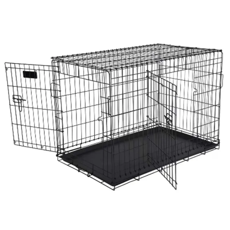 Cage métal grillagée avec plateau noir 107x70x75cm - Ducatillon