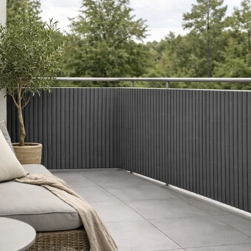 Canisse PVC occultant simple face 1x5m gris - Kit fixation inclus - Ducatillon