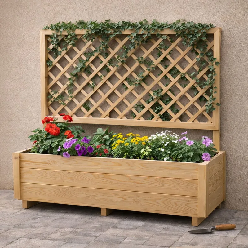 Carré potager ou jardinière rectangulaire avec treillis - Ducatillon