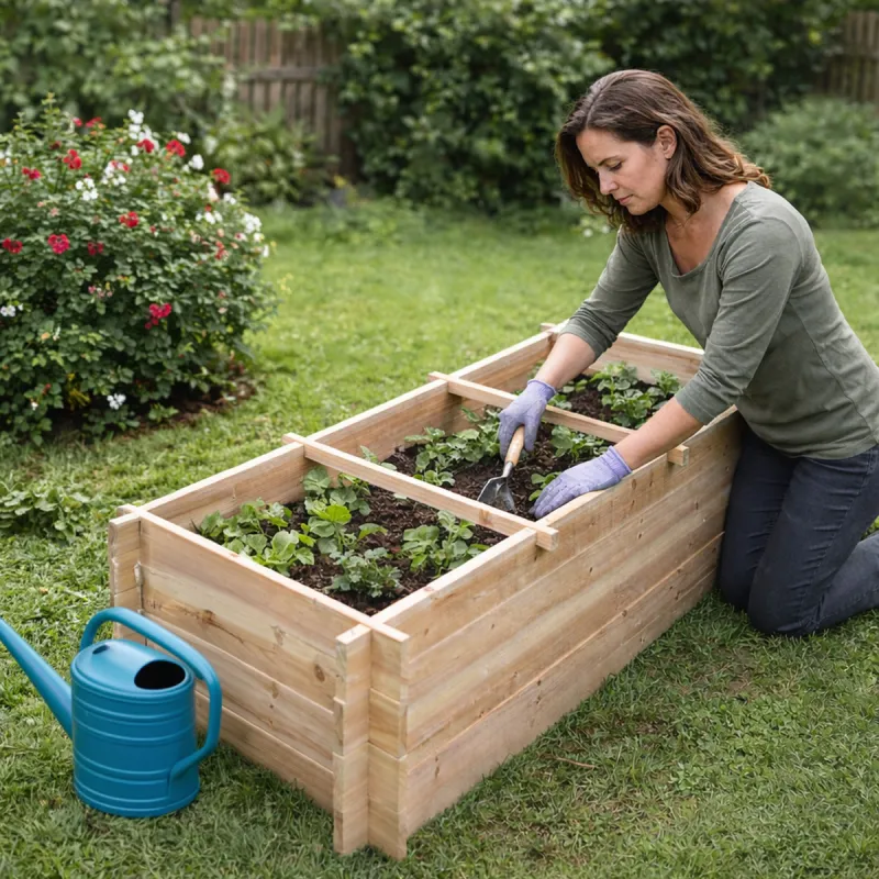 Carré potager rectangulaire bois 140 x 40 x 60 cm - Ducatillon