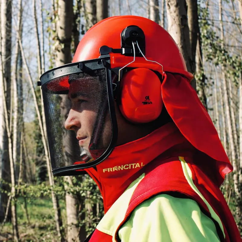 Casque forestier complet homme orange - Protection intégrale avec visière et anti-bruit - Ducatillon