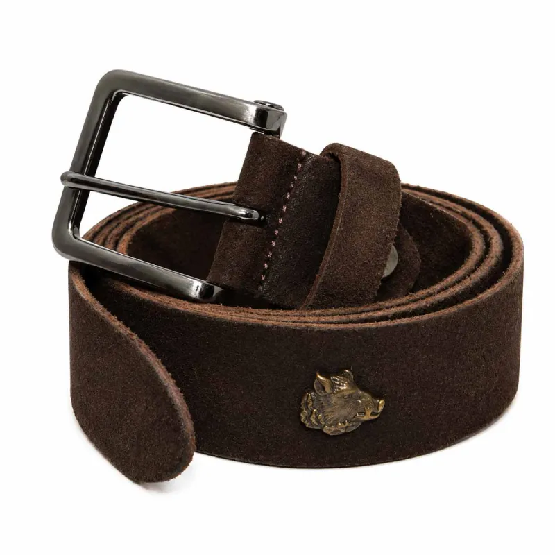 Ceinturon cuir marron avec sanglier décoratif - Ducatillon
