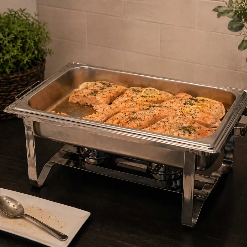 Chafing Dish Inox Bain-Marie 60x36x32cm Buffet Couvercle - Ducatillon