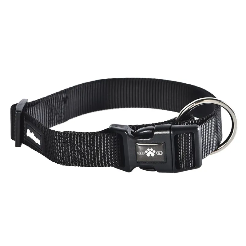 Collier en nylon noir ajustable 45-65 cm - Ducatillon