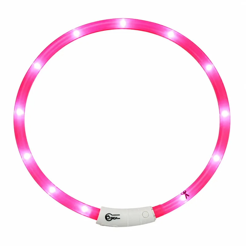 Collier Lumineux Rose Réglable 20-70 cm - Visibilité 500m - Ducatillon