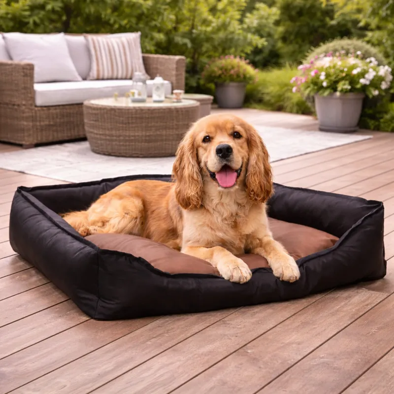 Coussin noir assise marron 300d 90x70x20cm - Ducatillon