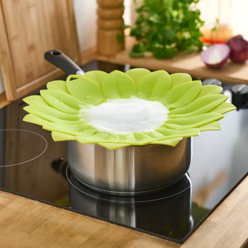 Couvercle anti-débordement silicone 33cm feuilles cuisine - Pradel France