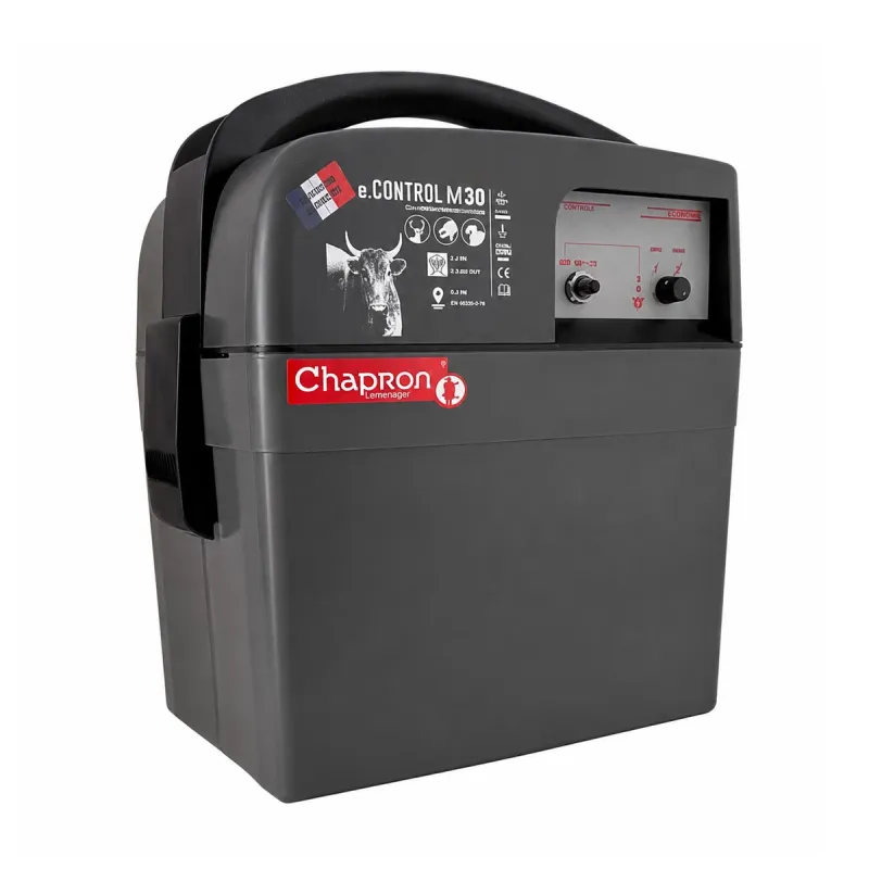 Electrificateur connecté eCONTROL M30 - Contrôle à distance 25 km - 15000V - GPS & Alertes - Chapron-Lemenager