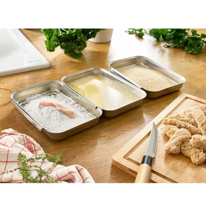 Ensemble pour paner inox 430 - 20,5x15,5x3cm empilable - Pradel France
