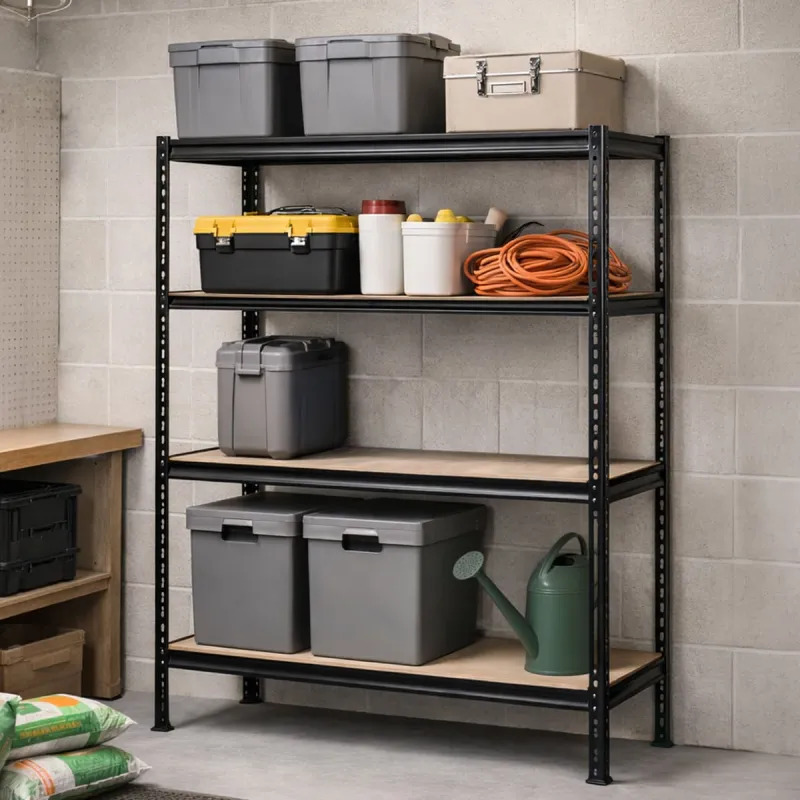 Étagère industrielle 4 niveaux 180x60x180 cm - Noire - Charge 60 kg/étagère - Ducatillon