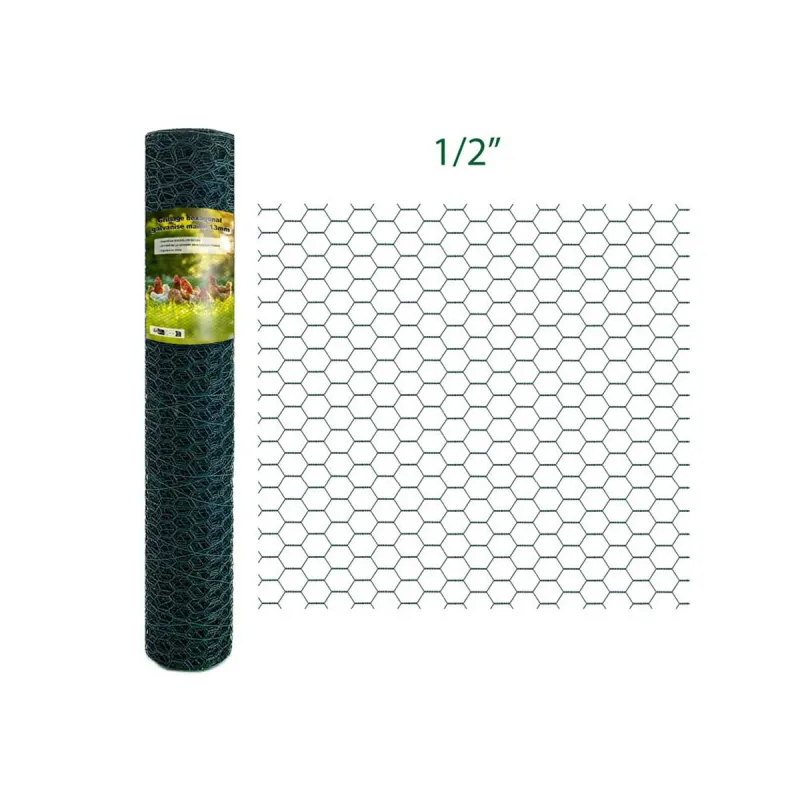 Filet Hexa Plasti Vert - Maille 13 - Hauteur 1m - 25m linéaires - Ducatillon