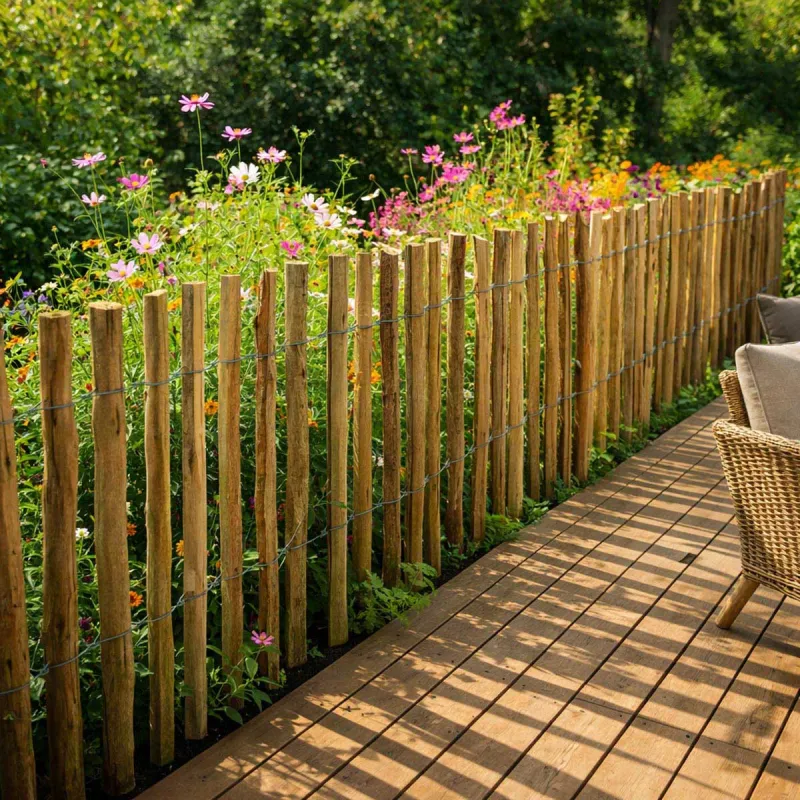 Ganivelle en Châtaignier Certifié PEFC - 5m x 1,20m - Espacement 6-7cm - Ducatillon