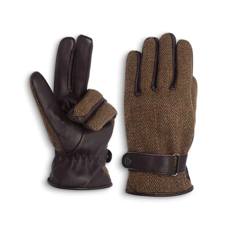 Gants Walker and Hawkes Brookmore Marron Cuir Tweed - Taille XL - Walker & Hawkes