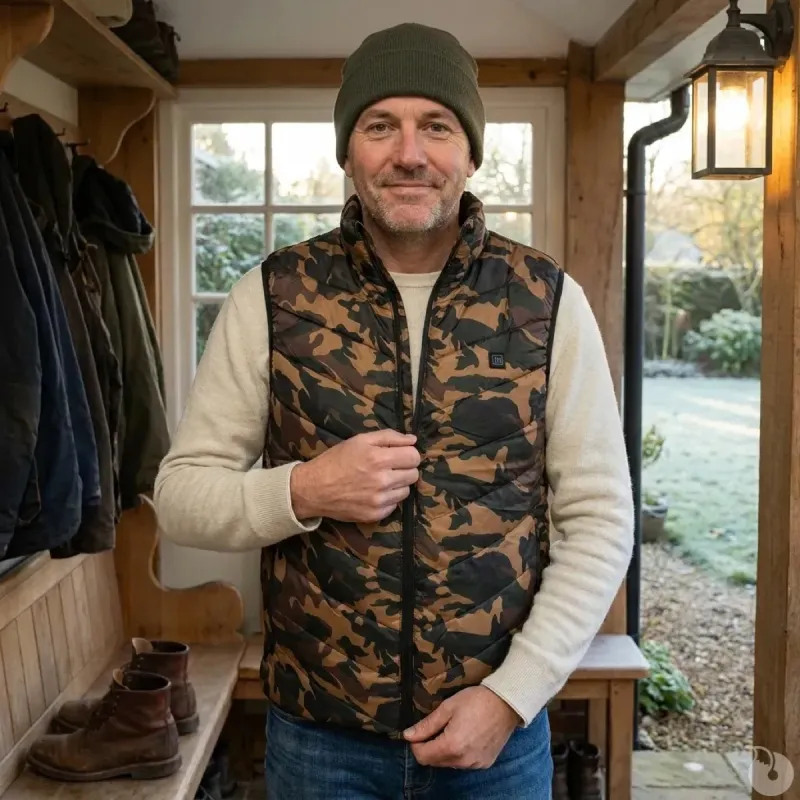 Gilet chauffant fibre polyester et carbone camo CE M à 3XL - Taille XL - Ducatillon
