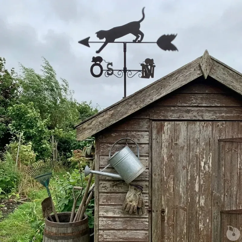 Girouette chat météo métal pour jardin, toit d'extérieur, direction du vent - Ducatillon