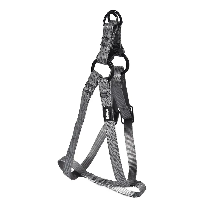 Harnais Réfléchissant Réglable en Nylon Gris - Ajustable 50-65 cm - Ducatillon