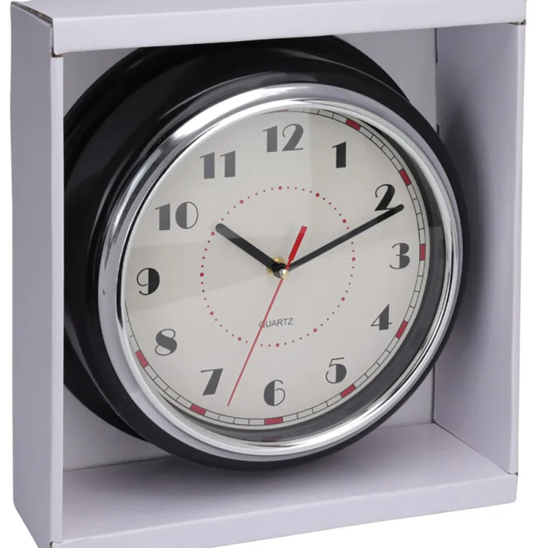Horloge murale design noire et argent Ø30 cm avec cadran lisible - Ducatillon