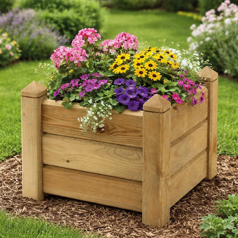 Jardinière carrée bois 30x30 / H 30 cm - Ducatillon