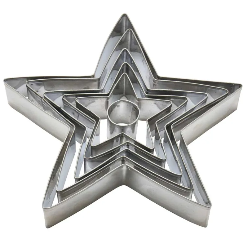 Kit 6 emporte-pièces étoiles Noël 3D inox 2-16cm H2,5cm - Pradel France