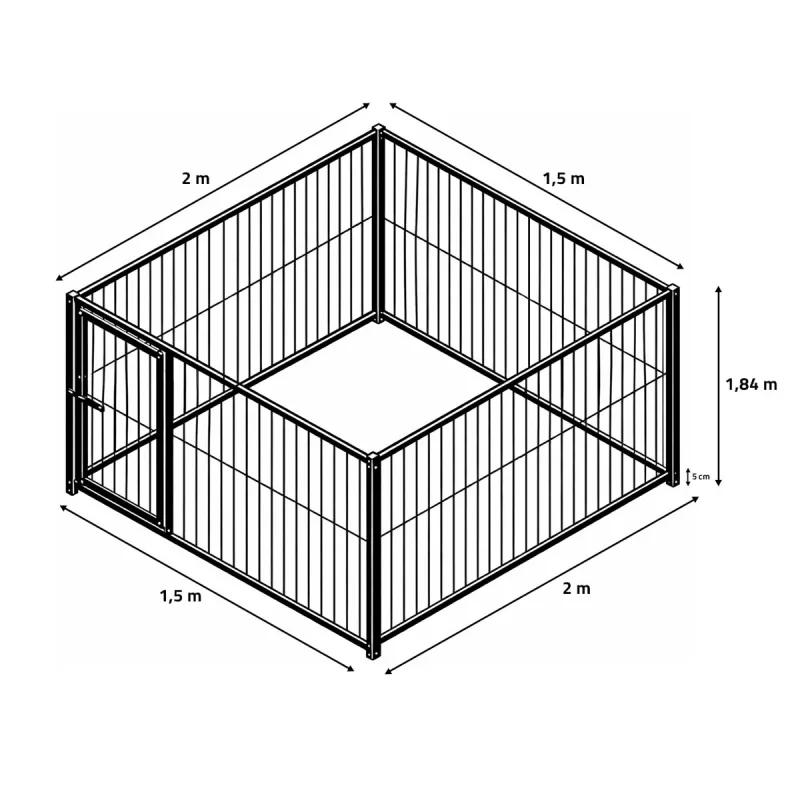 Kit chenil barreaux rectangulaire 1,50 x 2 m - Ducatillon