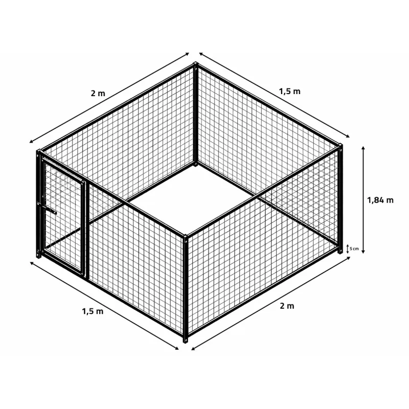 Kit chenil maille carrée avec panneaux 1,50 m et 2 m - Ducatillon
