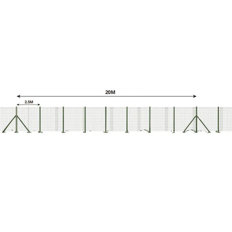 Kit clôture grillagée 20 x 1,20 m - Maille 100x75mm - Fil 2,1mm - Ducatillon