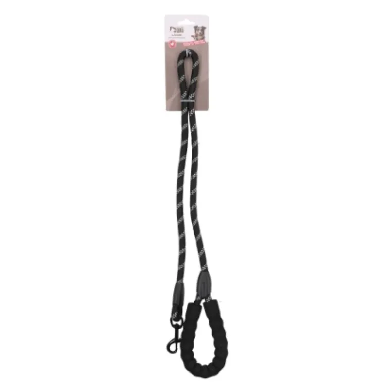 Laisse pour chien en nylon réfléchissante noire - 120 cm - Ducatillon