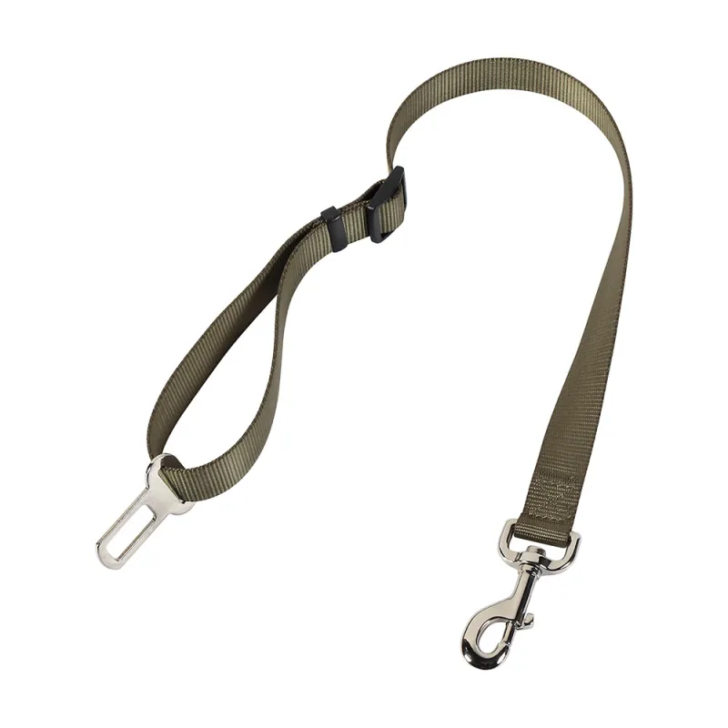 Laisse sécurité voiture 75 cm kaki réglable - Stepland