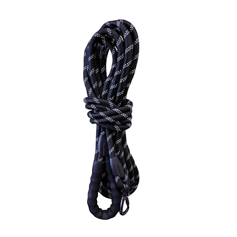 Longe réfléchissante en nylon 10m avec mousqueton de sécurité et poignée - Noir - Ducatillon