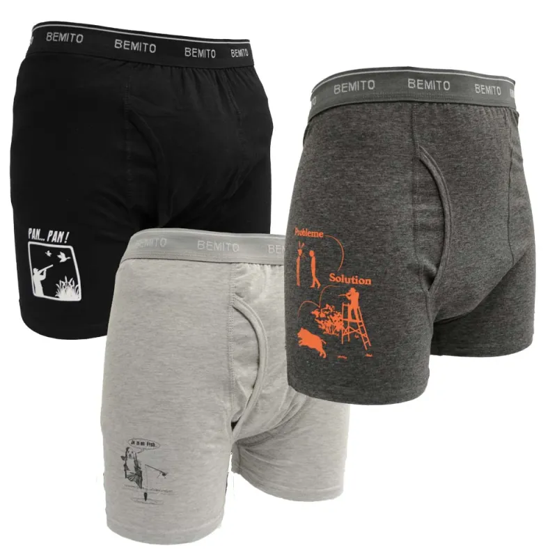 Lot 3 boxers humour ceinture élastique coton doublé M à 3XL - Taille L - Bartavel