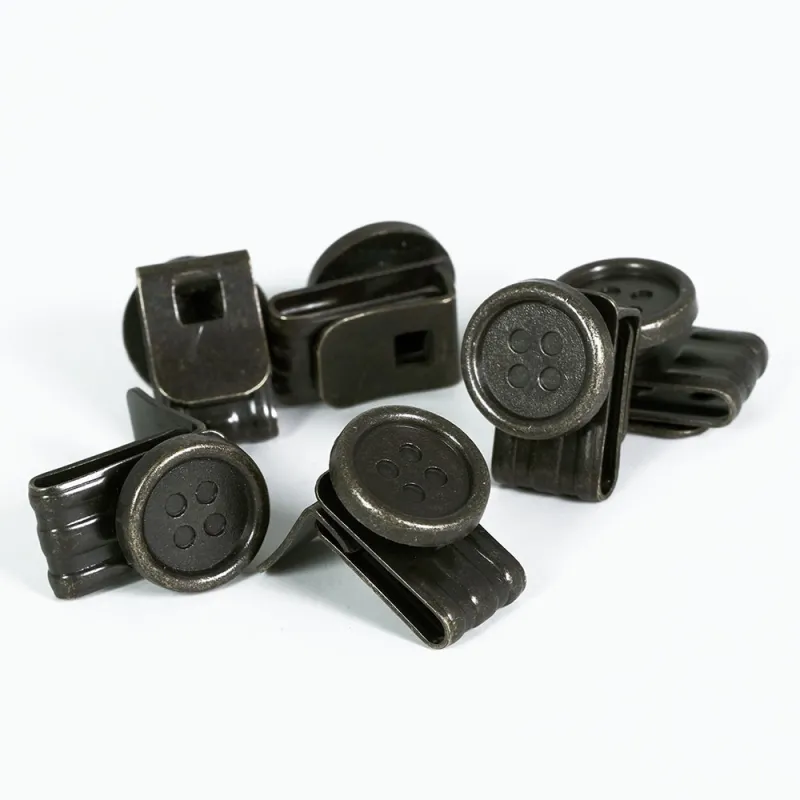 Lot 6 boutons clips bretelles à pattes métal noir - Ducatillon