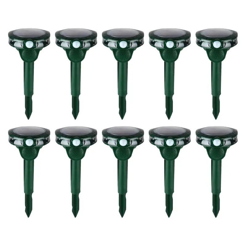 Lot de 10 répulsifs solaires à ultrasons et flash, portée 8 m - Ducatillon