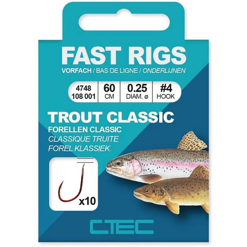 Lot de 10 Hameçons montés C-TEC Fast Rigs Trout taille 10 - Ducatillon