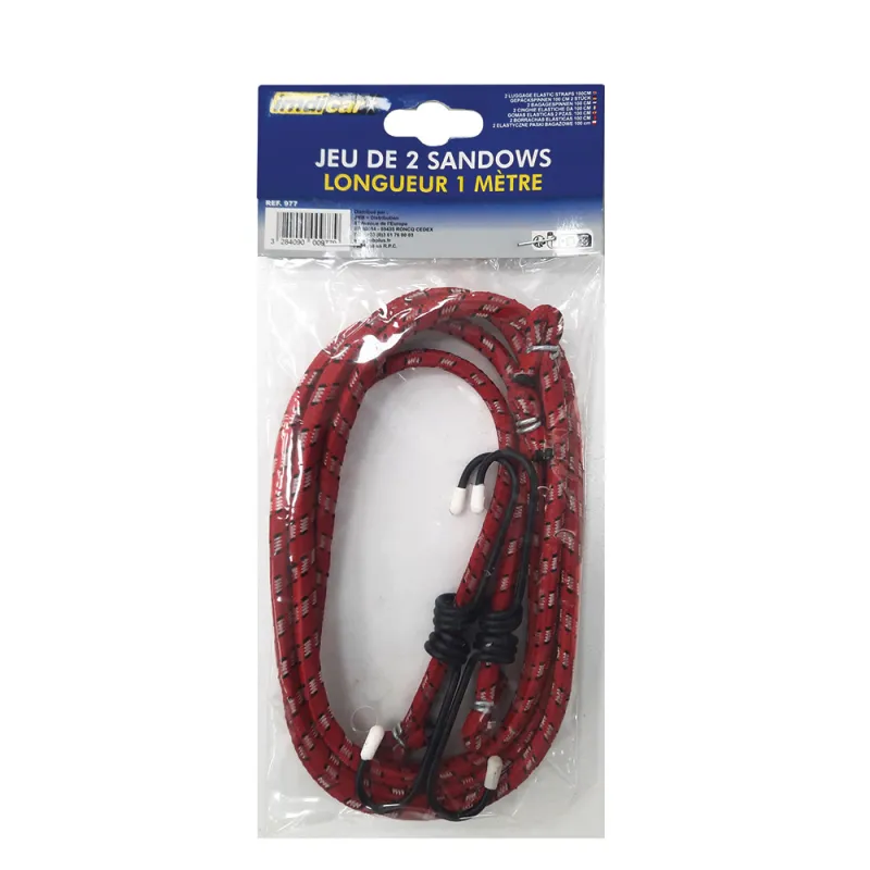 Lot de 2 tendeurs élastiques 1 mètre avec crochets - Ducatillon