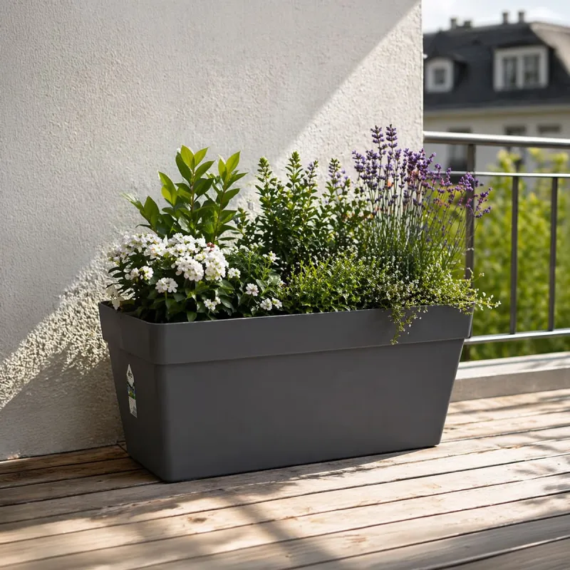 Lot de 2Jardinières 70 cm Elho - Gris - Réservoir intégré - Ducatillon