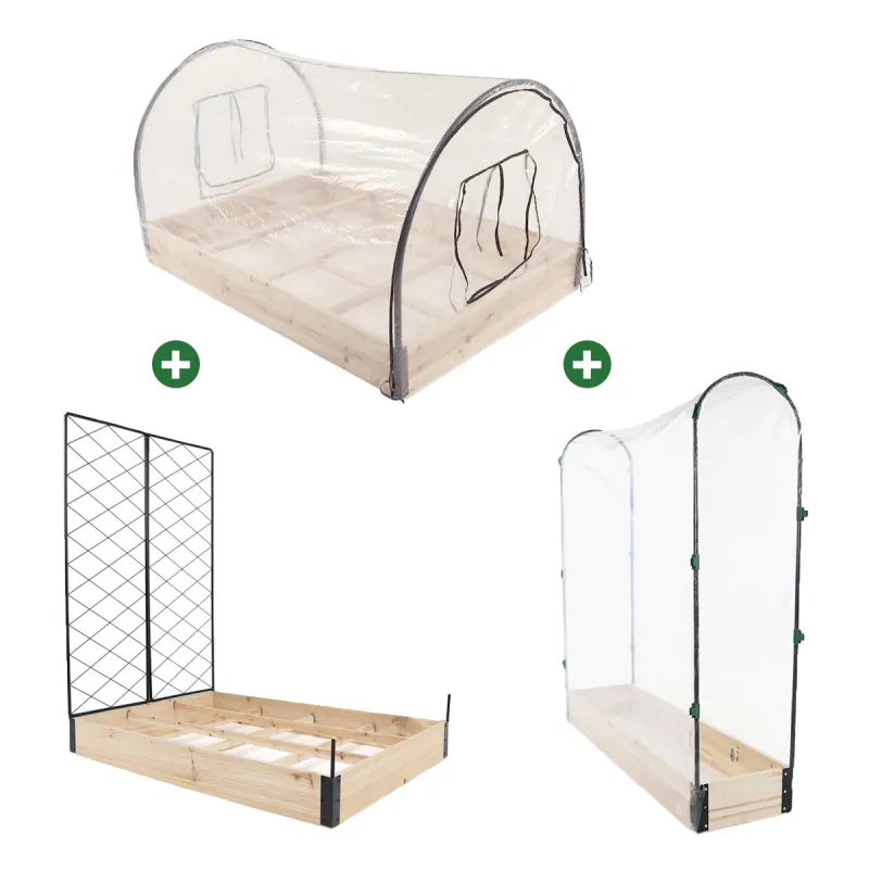 Lot de 3 carrés potager en bois de sapin - Ducatillon