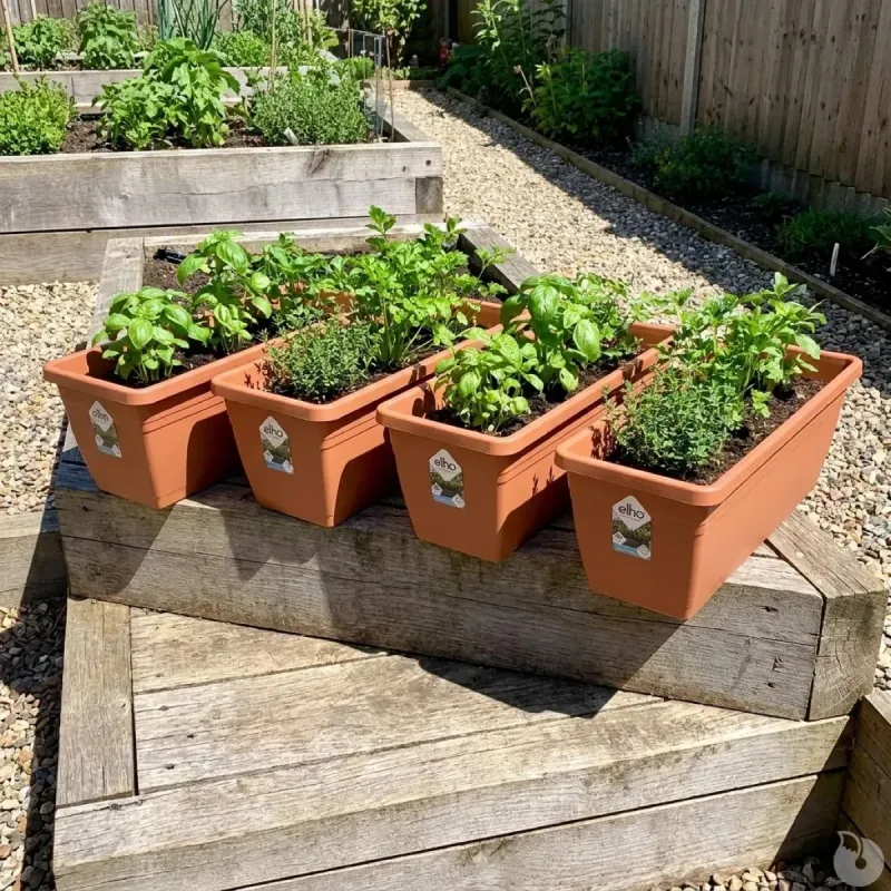 Lot de 4 Balconnières Elho 50x16cm en plastique effet terre cuite - Ducatillon