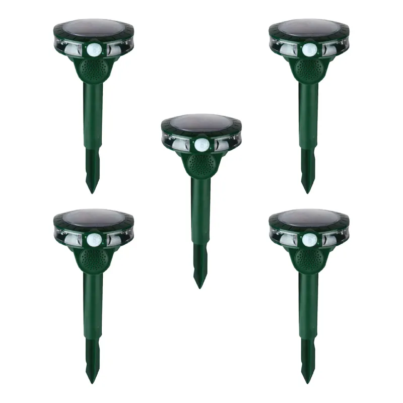 Lot de 5 répulsifs solaires à ultrasons et flash, portée 8 m - Ducatillon