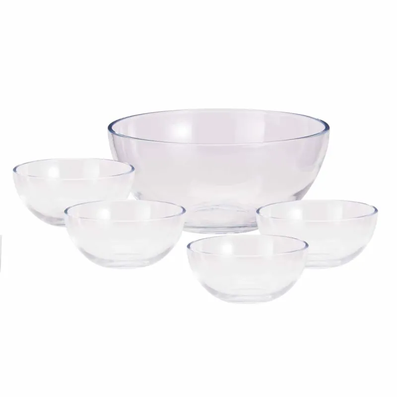 Lot de 5 Saladiers en Verre Sodalime - Grand Modèle + 4 Petits - Ducatillon