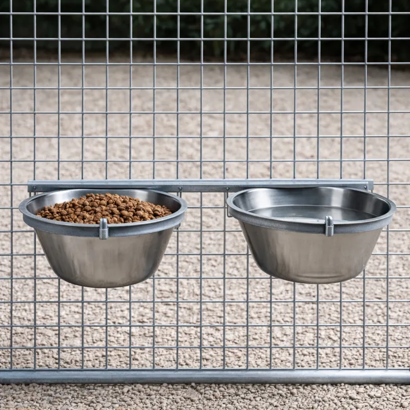 Mangeoire professionnelle double pour chenil acier galvanisé 2 X 2,5L - Ducatillon