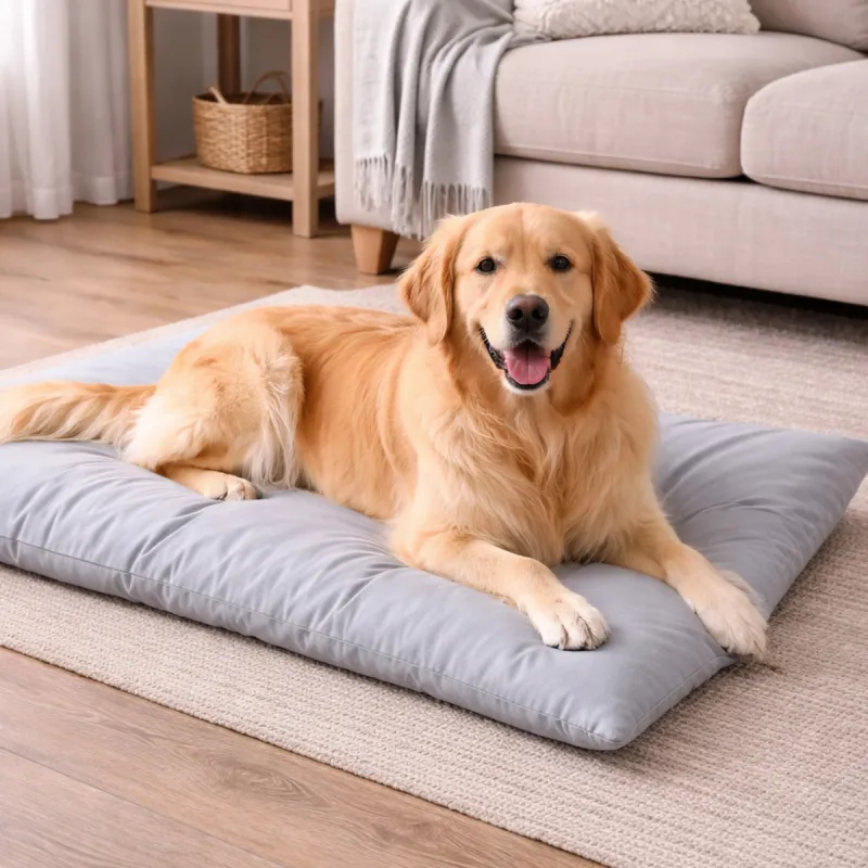 Matelas antidérapant gris 300D 90x65 cm pour chien - Ducatillon